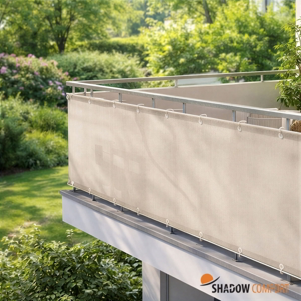 beige balkondoek 90 cm hoog